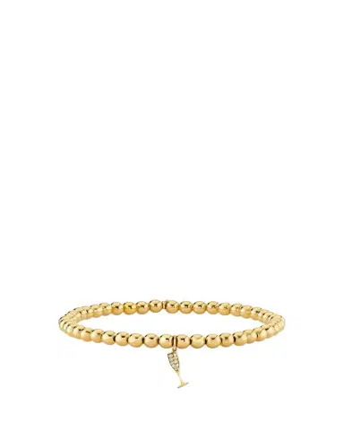 Sydney Evan Small Champagne Glass Charm on 14K Yellow Gold Ball Bracelet | Thumbnail 1 Sydney Evan Small Champagne Glass Charm on 14K Yellow Gold Ball Bracelet | Thumbnail 1
