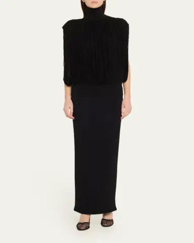 Alaïa High Neck Fringe Wool Top | Thumbnail 2