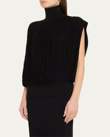 Alaïa High Neck Fringe Wool Top | Thumbnail 4