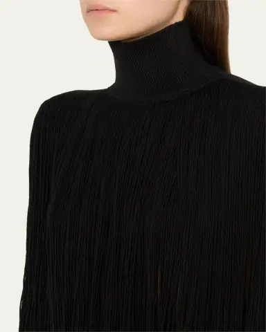 Alaïa High Neck Fringe Wool Top | Thumbnail 5