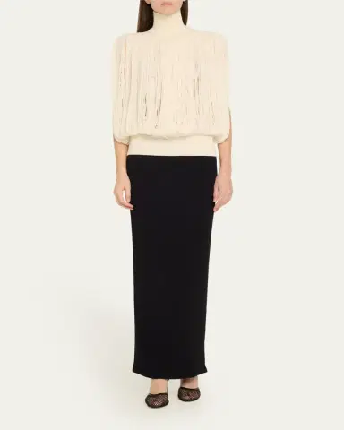 Alaïa High Neck Fringe Wool Top | Thumbnail 6
