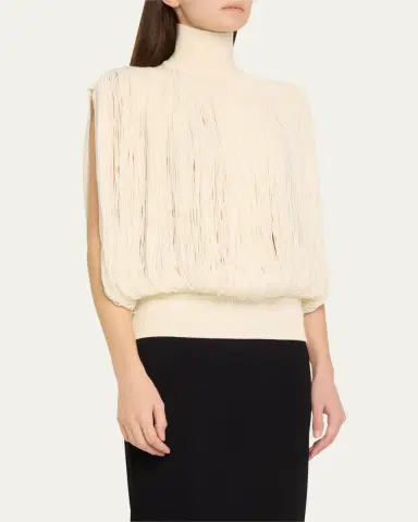 Alaïa High Neck Fringe Wool Top | Thumbnail 8