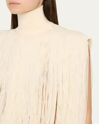 Alaïa High Neck Fringe Wool Top | Thumbnail 9