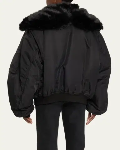Balenciaga Faux Fur Hooded Bomber Jacket | Thumbnail 3 Balenciaga Faux Fur Hooded Bomber Jacket | Thumbnail 3