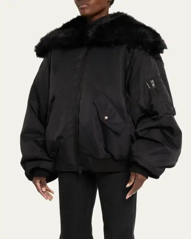Balenciaga Faux Fur Hooded Bomber Jacket | Thumbnail 4 Balenciaga Faux Fur Hooded Bomber Jacket | Thumbnail 4