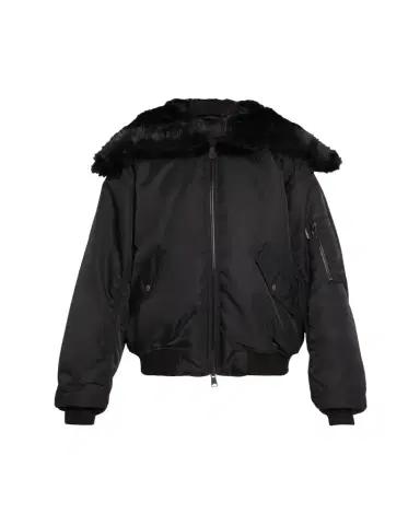 Balenciaga Faux Fur Hooded Bomber Jacket | Thumbnail 1 Balenciaga Faux Fur Hooded Bomber Jacket | Thumbnail 1