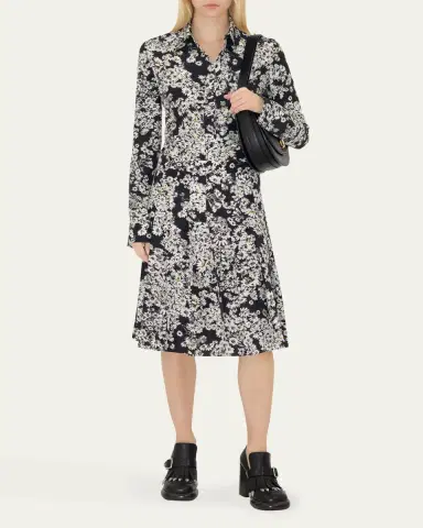 Burberry Flower Print Midi Silk Skirt | Thumbnail 2