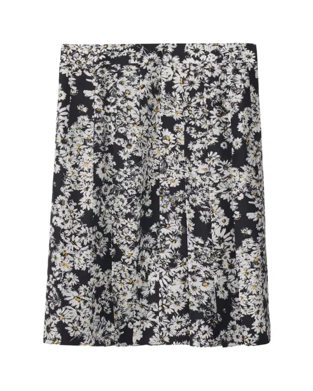 Flower Print Midi Silk Skirt