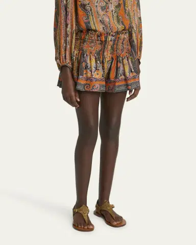 Isabel Marant Maelly Paisley Wide Silk Shorts | Thumbnail 4