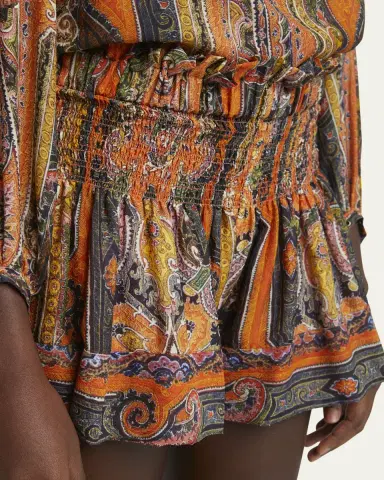 Isabel Marant Maelly Paisley Wide Silk Shorts | Thumbnail 5