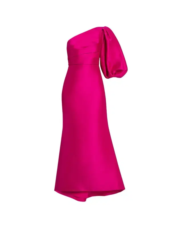Badgley Mischka One-Shoulder Trumpet Gown