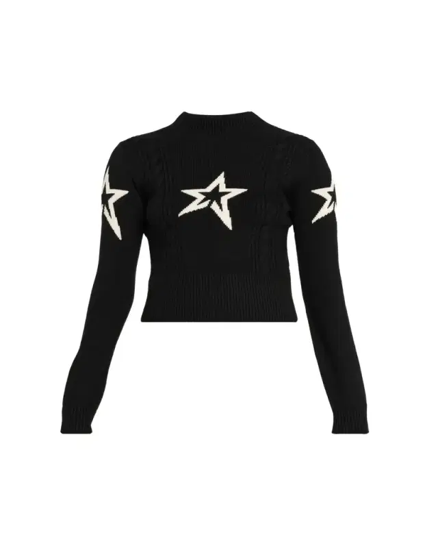 Perfect Moment Cropped Cable-Knit Star Sweater