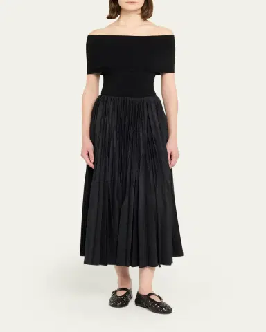 Alaïa Pleated Merino Flannel Midi Skirt | Thumbnail 2 Alaïa Pleated Merino Flannel Midi Skirt | Thumbnail 2