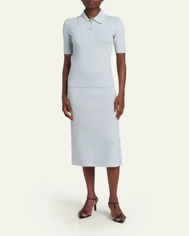 Jil Sander Short-Sleeve Wool Polo Sweater | Thumbnail 2 Jil Sander Short-Sleeve Wool Polo Sweater | Thumbnail 2