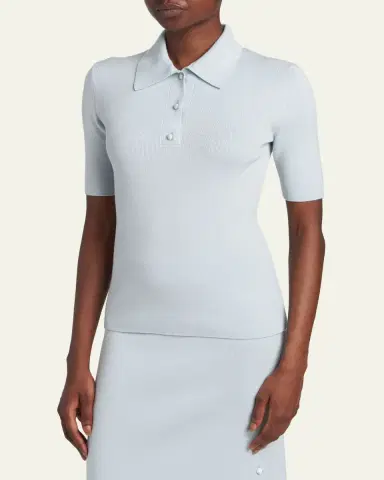 Jil Sander Short-Sleeve Wool Polo Sweater | Thumbnail 4 Jil Sander Short-Sleeve Wool Polo Sweater | Thumbnail 4
