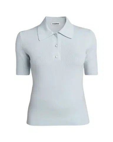 Jil Sander Short-Sleeve Wool Polo Sweater | Thumbnail 1 Jil Sander Short-Sleeve Wool Polo Sweater | Thumbnail 1