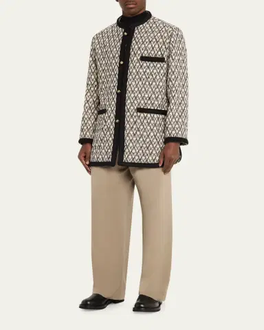 Valentino Garavani Geometric Woven Collarless Jacket | Thumbnail 2 Valentino Garavani Geometric Woven Collarless Jacket | Thumbnail 2