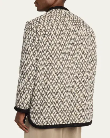 Valentino Garavani Geometric Woven Collarless Jacket | Thumbnail 3 Valentino Garavani Geometric Woven Collarless Jacket | Thumbnail 3