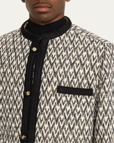 Valentino Garavani Geometric Woven Collarless Jacket | Thumbnail 5 Valentino Garavani Geometric Woven Collarless Jacket | Thumbnail 5