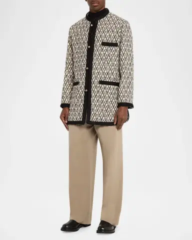 Valentino Garavani Geometric Woven Collarless Jacket | Thumbnail 6 Valentino Garavani Geometric Woven Collarless Jacket | Thumbnail 6