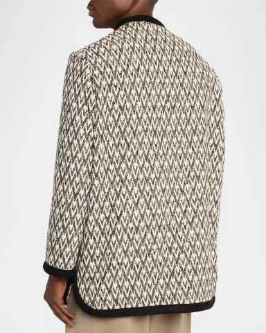 Valentino Garavani Geometric Woven Collarless Jacket | Thumbnail 7 Valentino Garavani Geometric Woven Collarless Jacket | Thumbnail 7