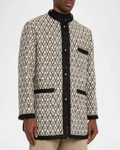 Valentino Garavani Geometric Woven Collarless Jacket | Thumbnail 8 Valentino Garavani Geometric Woven Collarless Jacket | Thumbnail 8