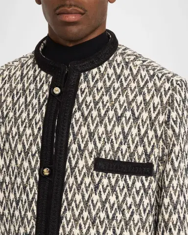 Valentino Garavani Geometric Woven Collarless Jacket | Thumbnail 9 Valentino Garavani Geometric Woven Collarless Jacket | Thumbnail 9