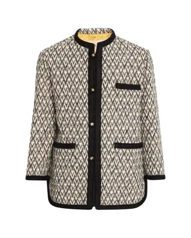 Valentino Garavani Geometric Woven Collarless Jacket | Thumbnail 1 Valentino Garavani Geometric Woven Collarless Jacket | Thumbnail 1