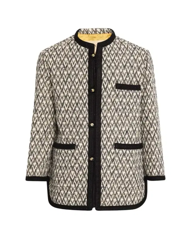 Valentino Garavani Geometric Woven Collarless Jacket