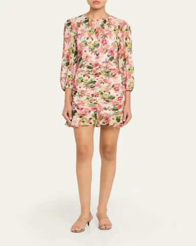 Saloni Astrid Ruched Floral Mini Dress | Thumbnail 2