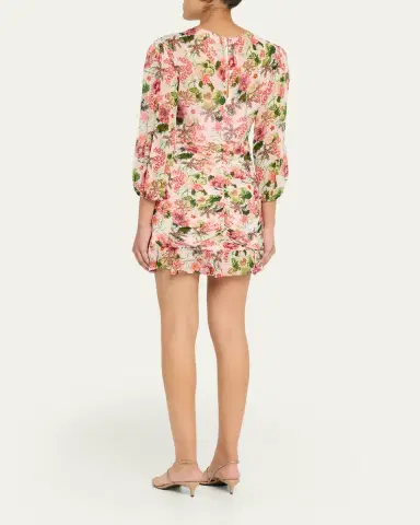 Saloni Astrid Ruched Floral Mini Dress | Thumbnail 3