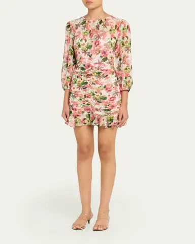Saloni Astrid Ruched Floral Mini Dress | Thumbnail 4