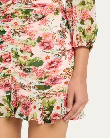 Saloni Astrid Ruched Floral Mini Dress | Thumbnail 5