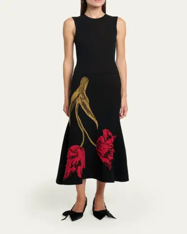 Erdem Tulip Jacquard Knit Sleeveless Midi Dress | Thumbnail 2 Erdem Tulip Jacquard Knit Sleeveless Midi Dress | Thumbnail 2