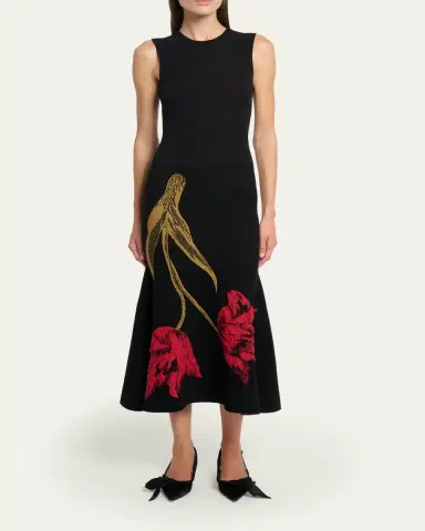 Erdem Tulip Jacquard Knit Sleeveless Midi Dress | Thumbnail 4 Erdem Tulip Jacquard Knit Sleeveless Midi Dress | Thumbnail 4