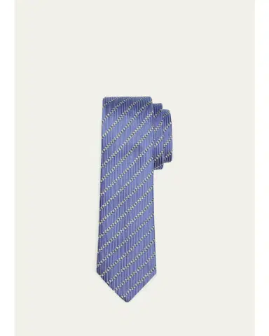 Giorgio Armani Men's Mixed Stripe Silk Jacquard Tie | Thumbnail 1 Giorgio Armani Men's Mixed Stripe Silk Jacquard Tie | Thumbnail 1