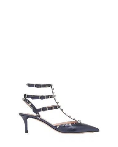 Valentino Garavani 65mm Rockstud Metallic Leather Ankle-Strap Pumps | Thumbnail 1