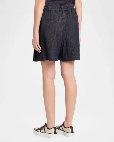 Brunello Cucinelli Double Pleated Pull-On Denim Shorts | Thumbnail 7