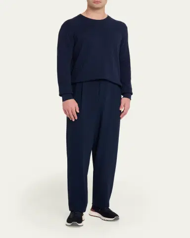 Giorgio Armani Men's Stretch Wool Seersucker Double-Pleat Trousers | Thumbnail 2 Giorgio Armani Men's Stretch Wool Seersucker Double-Pleat Trousers | Thumbnail 2