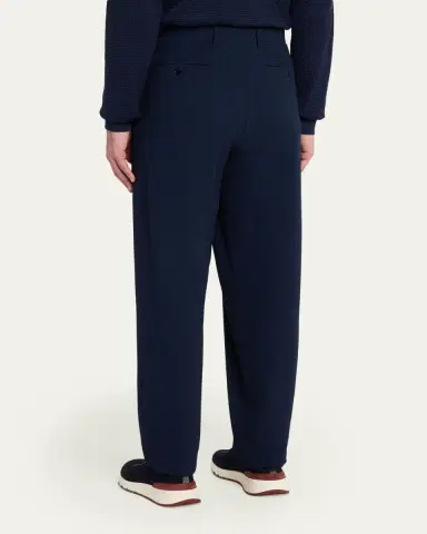 Giorgio Armani Men's Stretch Wool Seersucker Double-Pleat Trousers | Thumbnail 3 Giorgio Armani Men's Stretch Wool Seersucker Double-Pleat Trousers | Thumbnail 3