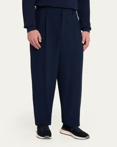 Giorgio Armani Men's Stretch Wool Seersucker Double-Pleat Trousers | Thumbnail 4 Giorgio Armani Men's Stretch Wool Seersucker Double-Pleat Trousers | Thumbnail 4