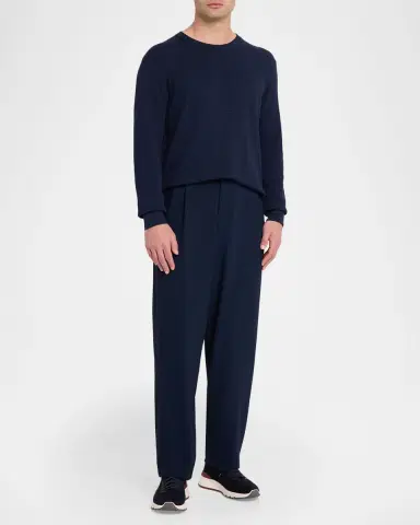 Giorgio Armani Men's Stretch Wool Seersucker Double-Pleat Trousers | Thumbnail 6 Giorgio Armani Men's Stretch Wool Seersucker Double-Pleat Trousers | Thumbnail 6