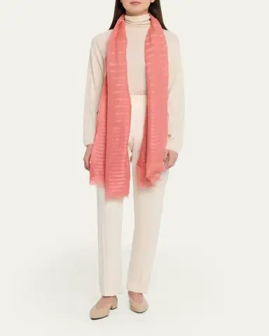 Giorgio Armani Striped Linen-Cotton Jacquard Stole, 80" x 28" | Thumbnail 2 Giorgio Armani Striped Linen-Cotton Jacquard Stole, 80" x 28" | Thumbnail 2
