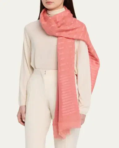 Giorgio Armani Striped Linen-Cotton Jacquard Stole, 80" x 28" | Thumbnail 3 Giorgio Armani Striped Linen-Cotton Jacquard Stole, 80" x 28" | Thumbnail 3
