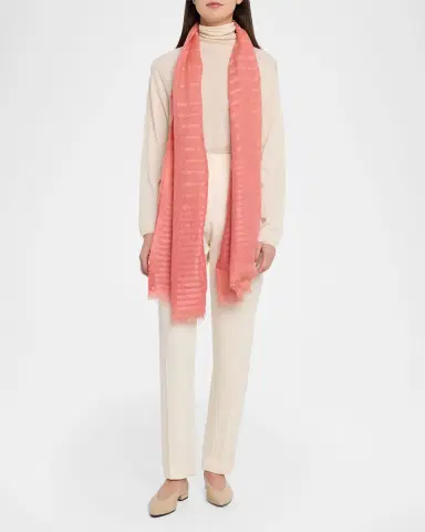 Giorgio Armani Striped Linen-Cotton Jacquard Stole, 80" x 28" | Thumbnail 5 Giorgio Armani Striped Linen-Cotton Jacquard Stole, 80" x 28" | Thumbnail 5