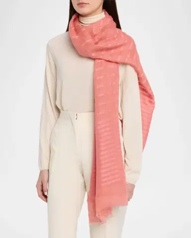 Giorgio Armani Striped Linen-Cotton Jacquard Stole, 80" x 28" | Thumbnail 6 Giorgio Armani Striped Linen-Cotton Jacquard Stole, 80" x 28" | Thumbnail 6