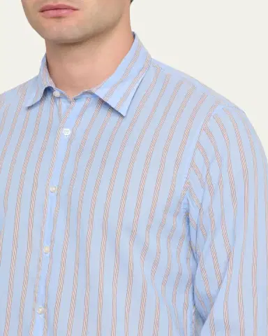 OFFICINE GÉNÉRALE Men's Giacomo Stripe Poplin Button-Down Shirt | Thumbnail 5 OFFICINE GÉNÉRALE Men's Giacomo Stripe Poplin Button-Down Shirt | Thumbnail 5