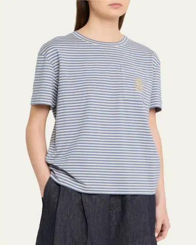 Brunello Cucinelli Striped Cotton Jersey Short-Sleeve T-Shirt | Thumbnail 4 Brunello Cucinelli Striped Cotton Jersey Short-Sleeve T-Shirt | Thumbnail 4