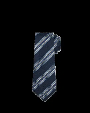 Zegna Men's Navy Blue Striped Silk Jacquard Tie | Thumbnail 2 Zegna Men's Navy Blue Striped Silk Jacquard Tie | Thumbnail 2