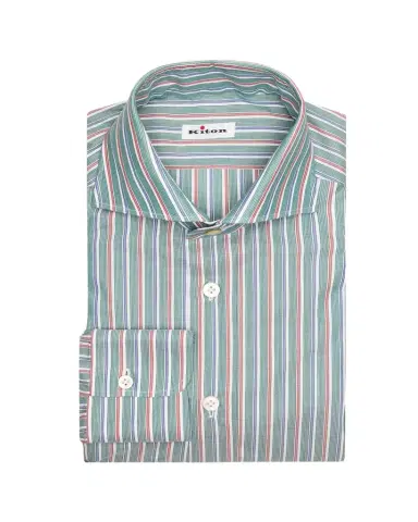 Kiton Men's Variegated Stripe Cotton Dress Shirt | Thumbnail 1 Kiton Men's Variegated Stripe Cotton Dress Shirt | Thumbnail 1